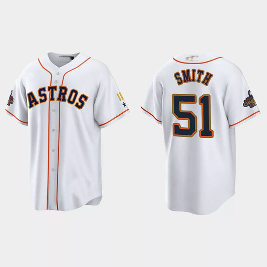 #51 Will Smith Houston Astros 2023 Gold Program Jersey ¡§C White Stitches Baseball Jerseys
