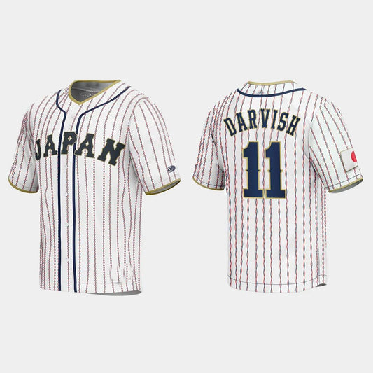 #11 YU DARVISH JAPAN BASEBALL 2023 WORLD BASEBALL CLASSIC JERSEY ¡§C WHITE Stitches Baseball Jerseys