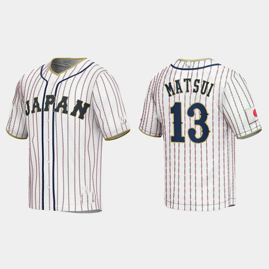#13 YUKI MATSUI JAPAN BASEBALL 2023 WORLD BASEBALL CLASSIC JERSEY ¡§C WHITE Stitches Baseball Jerseys