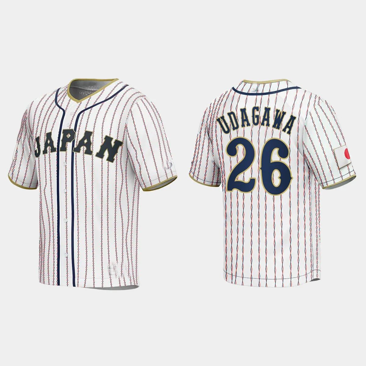 #26 YUKI UDAGAWA JAPAN BASEBALL 2023 WORLD BASEBALL CLASSIC JERSEY ¡§C WHITE Stitches Baseball Jerseys