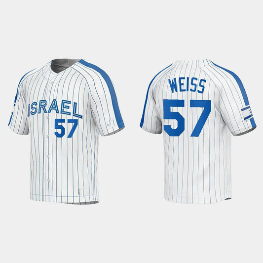 #57 ZACK WEISS ISRAEL BASEBALL 2023 WORLD BASEBALL CLASSIC JERSEY ¡§C WHITE Stitches Baseball Jerseys